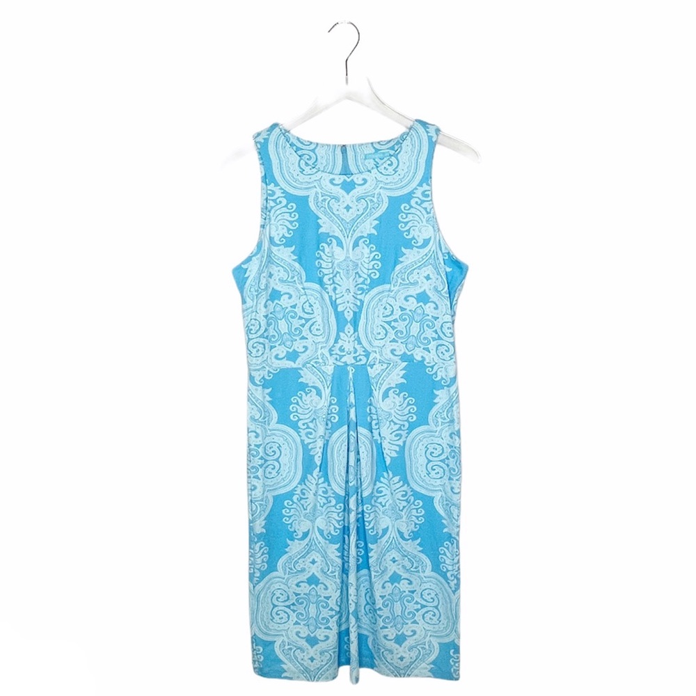 J. McLaughlin Sky Blue & White Paisley Sleeveless Midi Dress